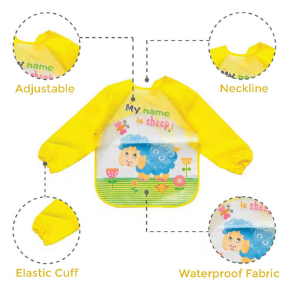 Full Sleeves Washable Waterproof Apron Feeding Bib for Babies Age 6M- 2 Years  (My Name is Sheep)