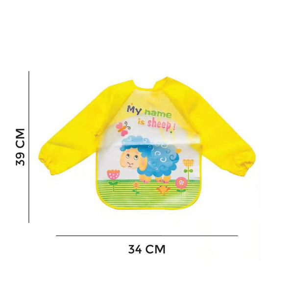 Full Sleeves Washable Waterproof Apron Feeding Bib for Babies (My Name is Sheep)