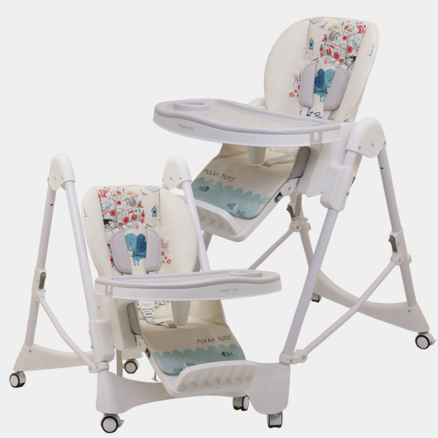 Polka Tots ChicChow Chariot 16 positions Elephant Design High Chair - (Cream)