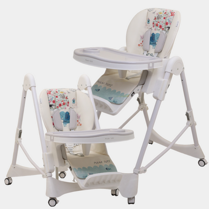 Polka Tots ChicChow Chariot 16 positions Elephant Design High Chair - (Cream)