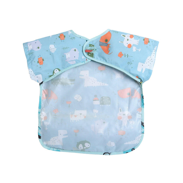 POLKA TOTS Half Sleeve Baby Bibs for Toddlers Feeding Apron with Pocket Washable/Reusable Baby Drooling Apron (6-24 Months) (Animal Design)