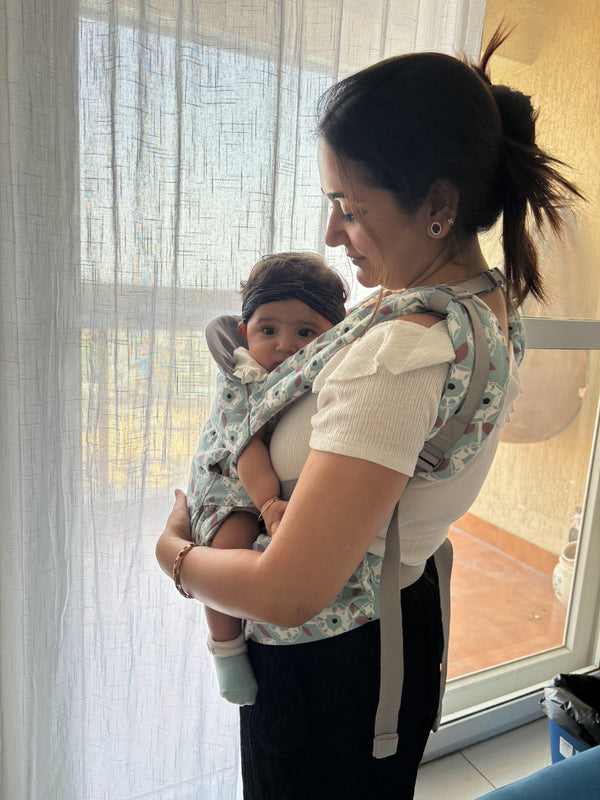 Polka Tots Ergonomic Baby Carrier with M Shape Seat & Multiple Carry Positions - Hugsy Baby Carrier (Green)