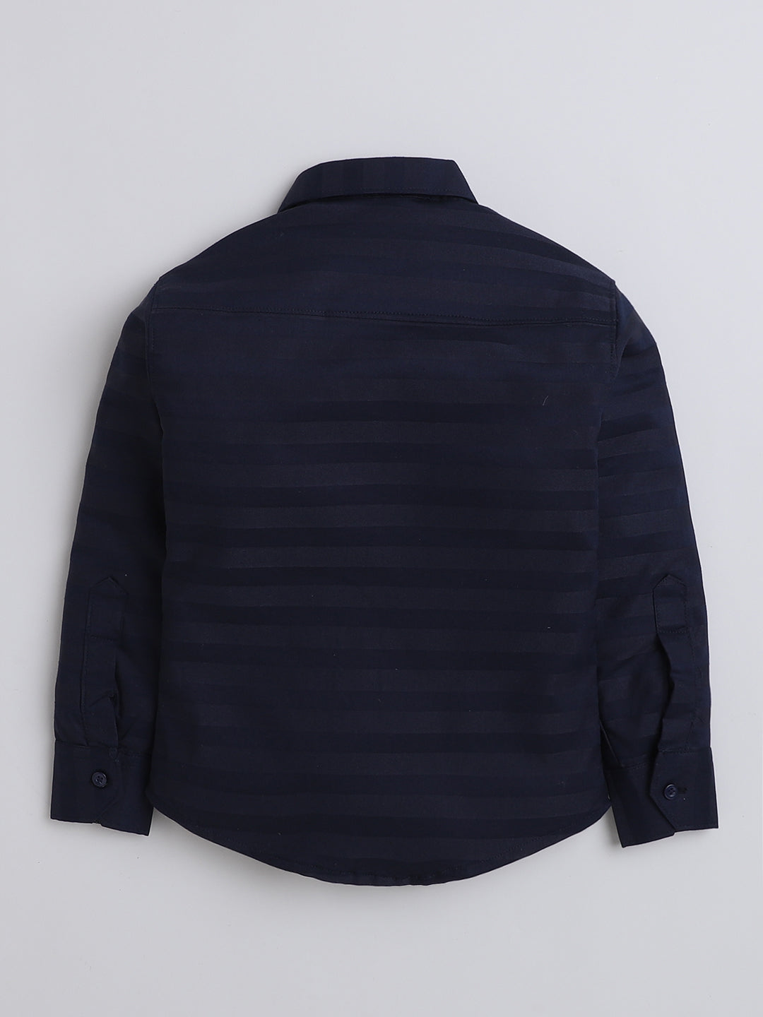 Polka Tots Full Sleeves Cotton Shirt with Bow Tie - Navy