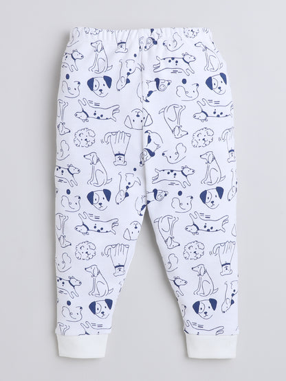 Polka Tots Full Sleeve Puppy Print Co-ord Joggers - White
