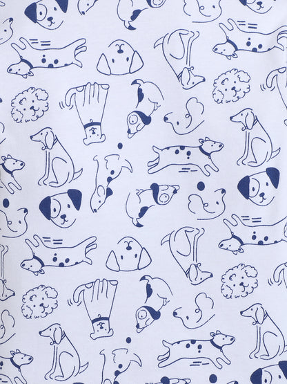 Polka Tots Full Sleeve Puppy Print Co-ord Joggers - White