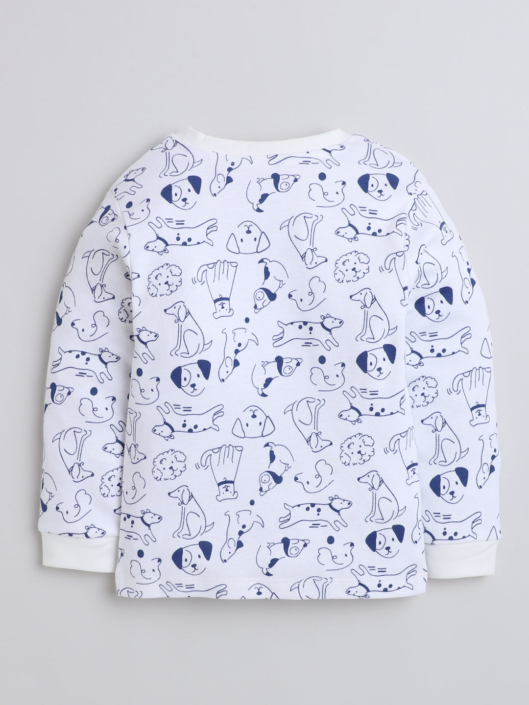 Polka Tots Full Sleeve Puppy Print Co-ord Joggers - White