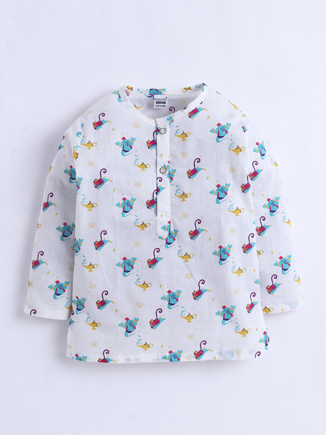 Polka Tots  Genie’s Golden Wish  print Night wear Kurta Pajama- Blue