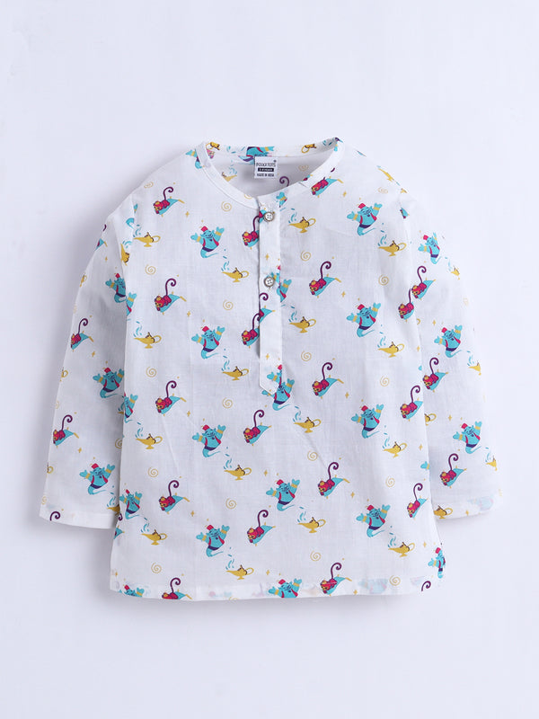 Polka Tots  Genie’s Golden Wish  print Night wear Kurta Pajama- Blue