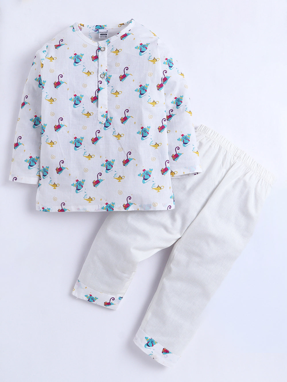 Polka Tots  Genie’s Golden Wish  print Night wear Kurta Pajama- Blue