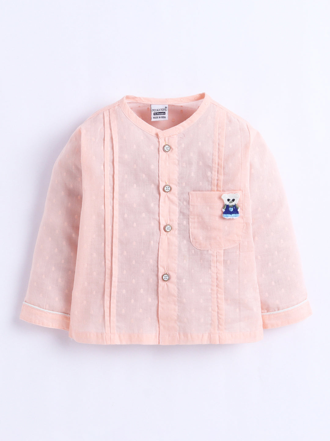 Polka Tots Tiny Teddy Pleated Jhabla & Pant Set – Blush Pink