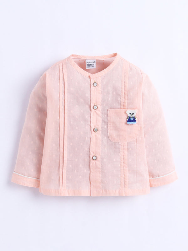 Polka Tots Tiny Teddy Pleated Jhabla & Pant Set – Blush Pink