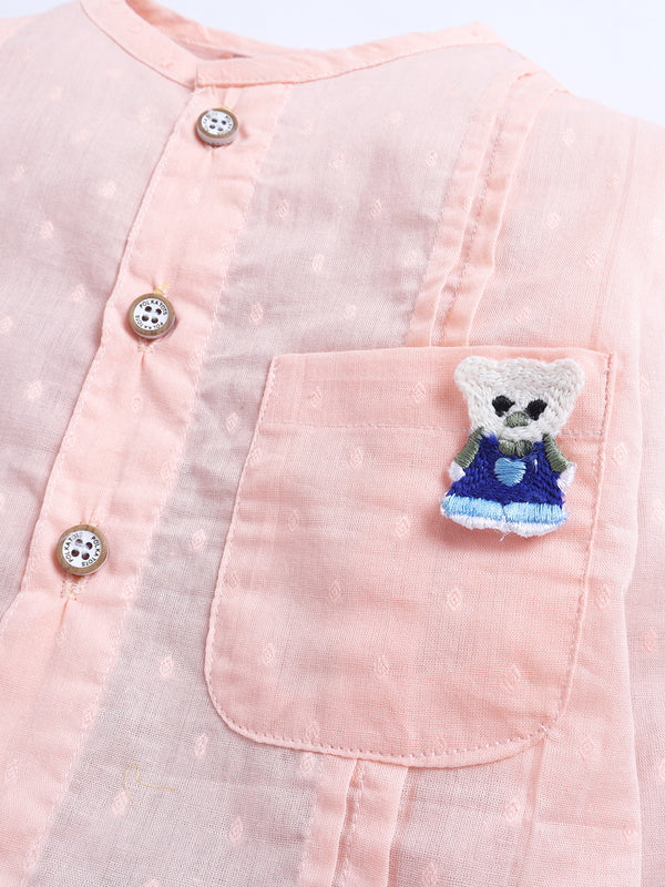Polka Tots Tiny Teddy Pleated Jhabla & Pant Set – Blush Pink