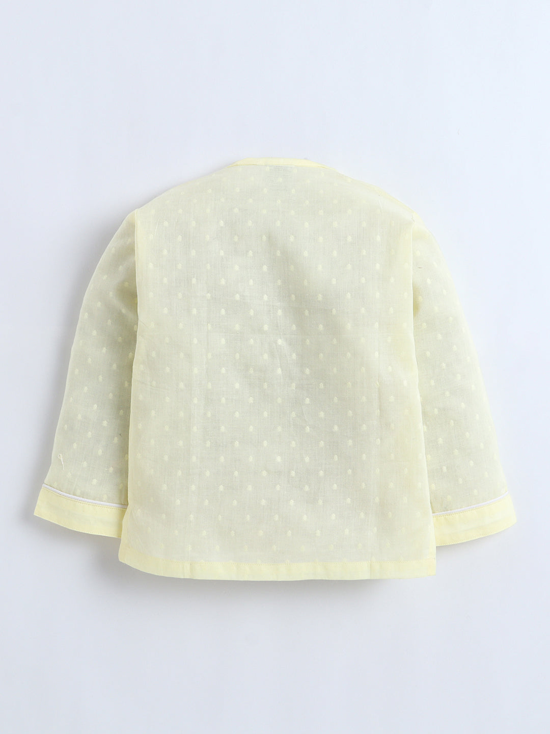 Polka Tots Full-Sleeves Bear Patch Pocket Pleated Jhabla & Pant Set – Yellow