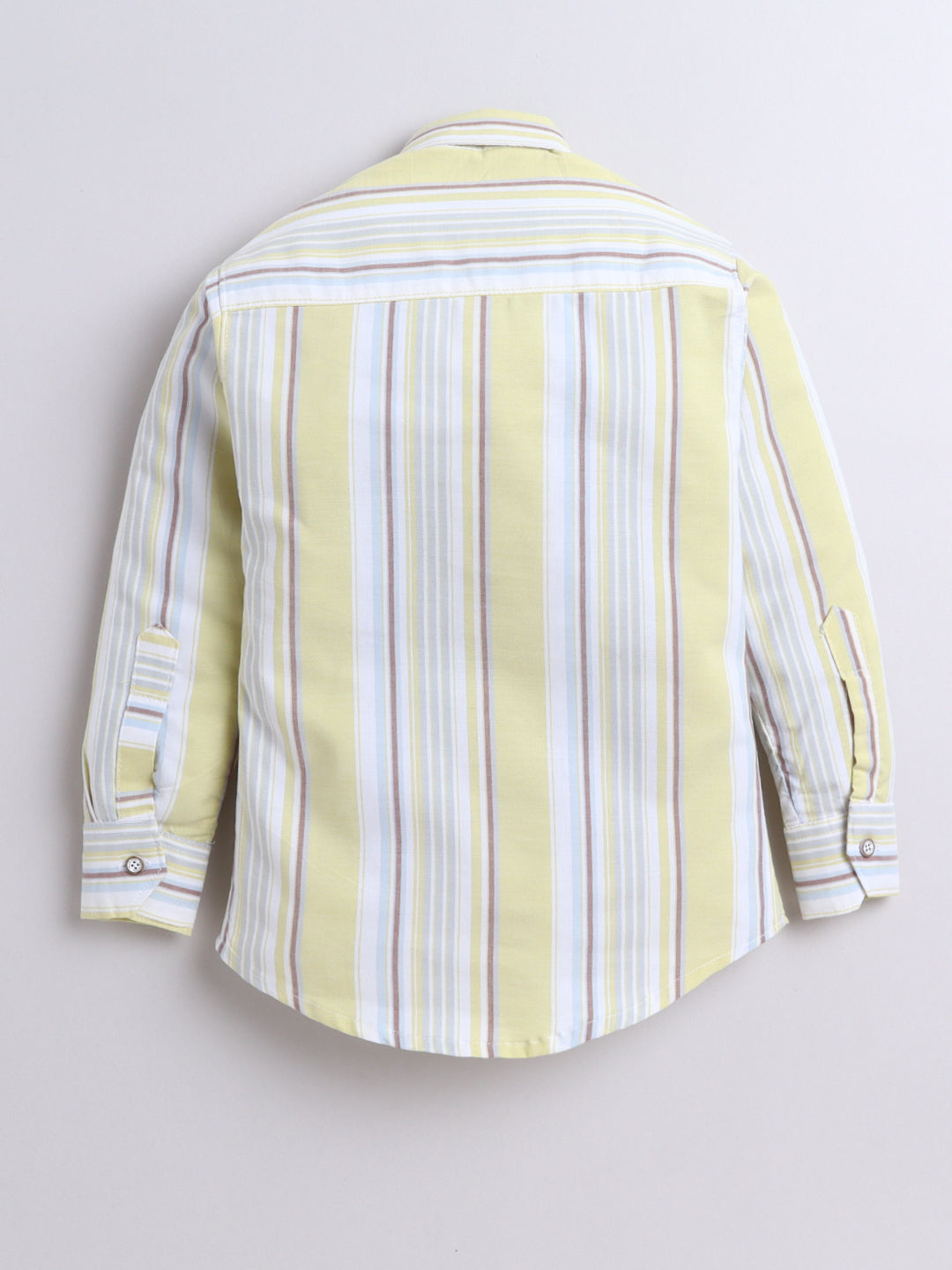 Polka Tots Full Sleeves Lining print Cotton Shirt - Yellow