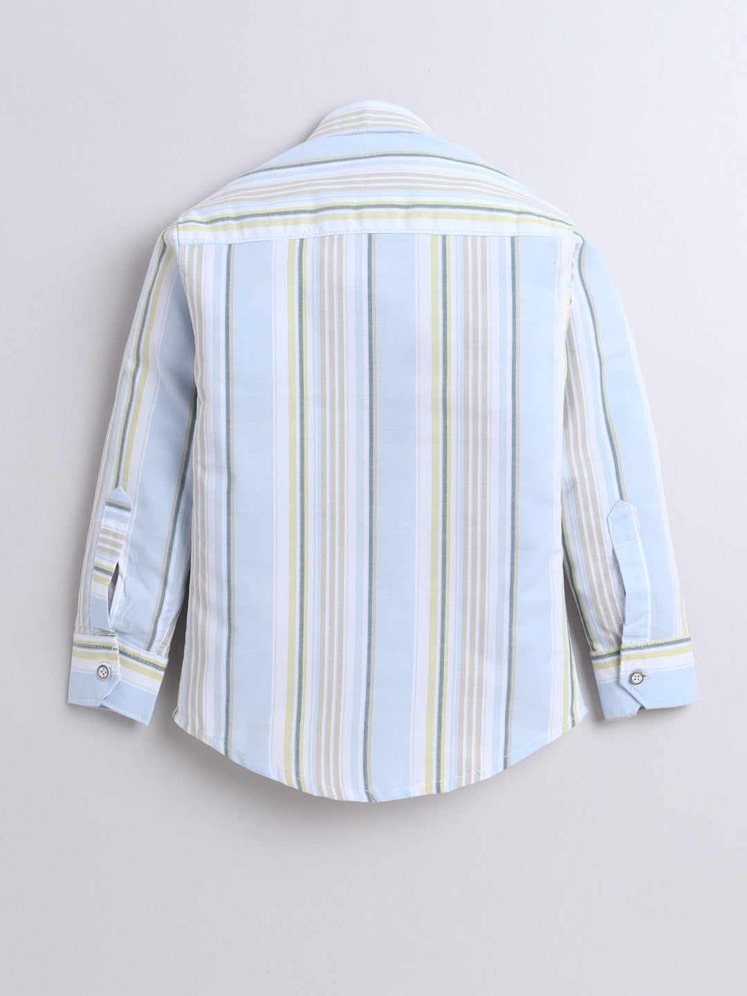 Polka Tots Full Sleeves Lining print Cotton Shirt - Blue