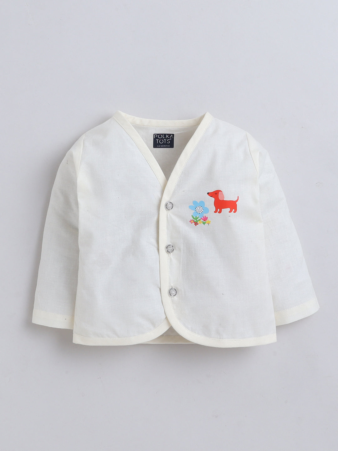 Polka Tots Soft Muslin Cotton Pack of 3  full Sleeves Baby Jhablas -multicolor