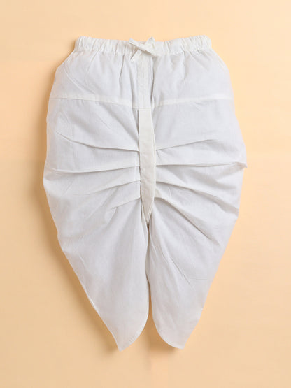 Polka Tots Cotton Full Sleeve Elephant Print Angrakha Top With Dhoti - Multicolor