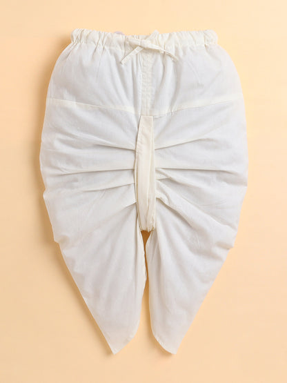 Polka Tots Cotton Full Sleeve Elephant Print Angrakha Top With Dhoti - Pink