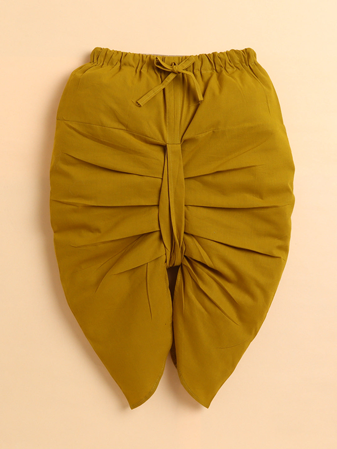 Polka Tots Cotton Full Sleeve Lotus Print Angrakha Top With Dhoti - Yellow