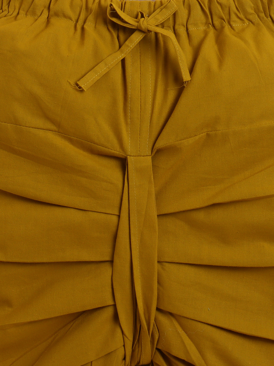 Polka Tots Cotton Full Sleeve Lotus Print Angrakha Top With Dhoti - Yellow