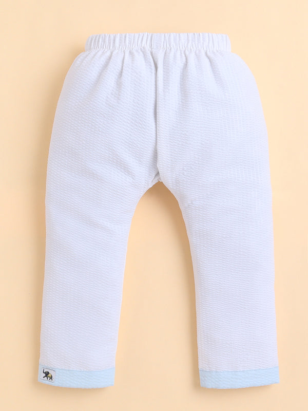 Polka Tots Full-Sleeves Bunny Patch Pocket  Jhabla and Pant Set- Blue