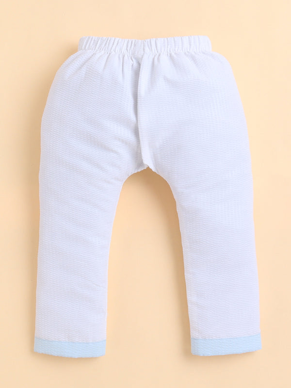 Polka Tots Full-Sleeves Bunny Patch Pocket  Jhabla and Pant Set- Blue
