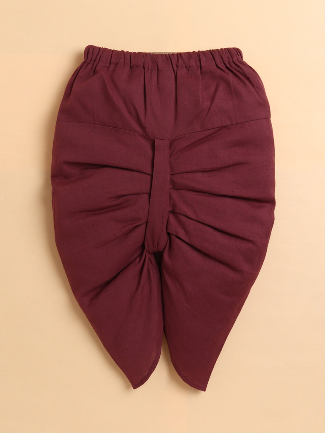 Polka Tots Cotton Full Sleeve Elephant Tree Print Angrakha Top With Dhoti - Maroon