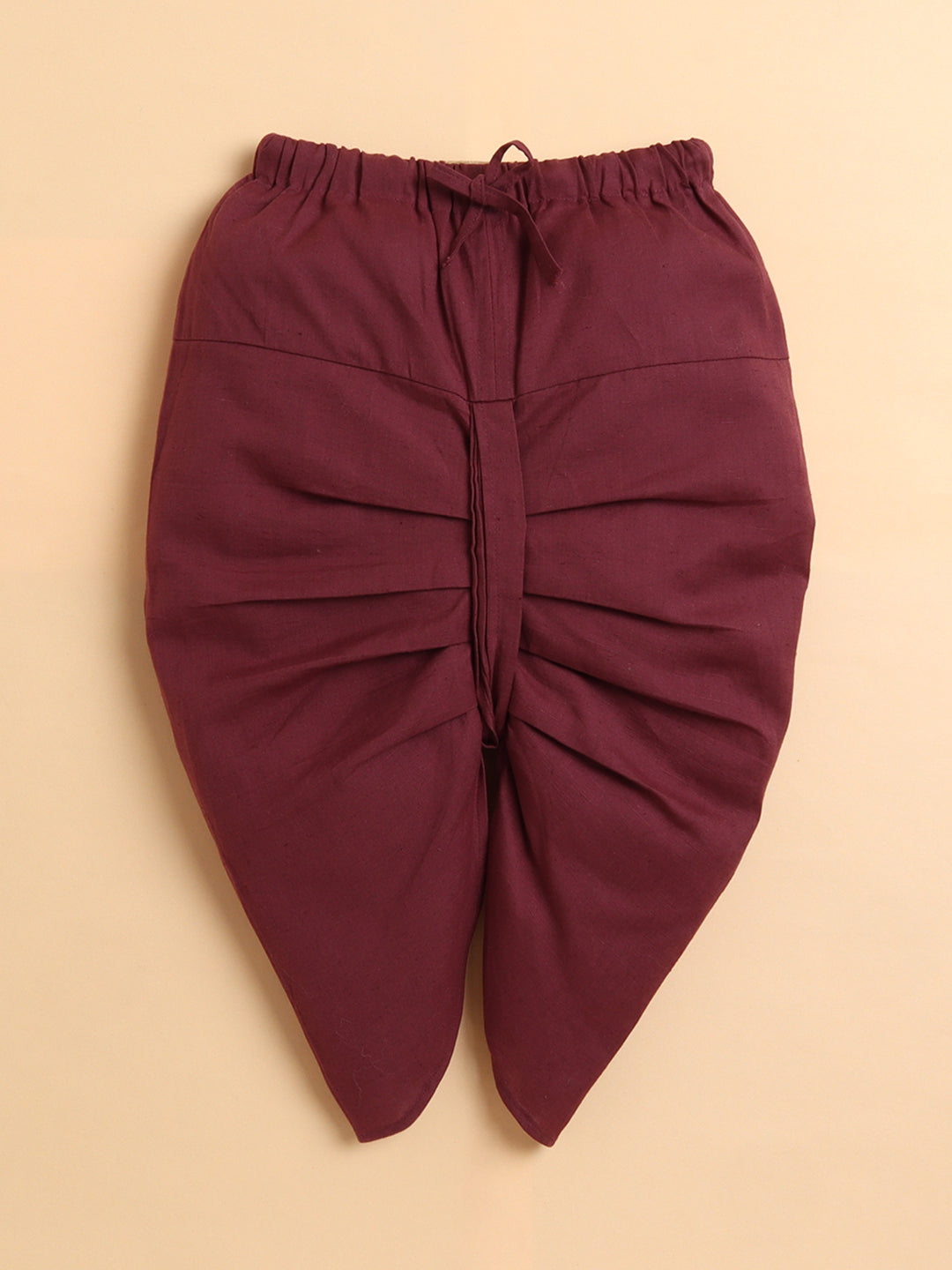 Polka Tots Cotton Full Sleeve Elephant Tree Print Angrakha Top With Dhoti - Maroon