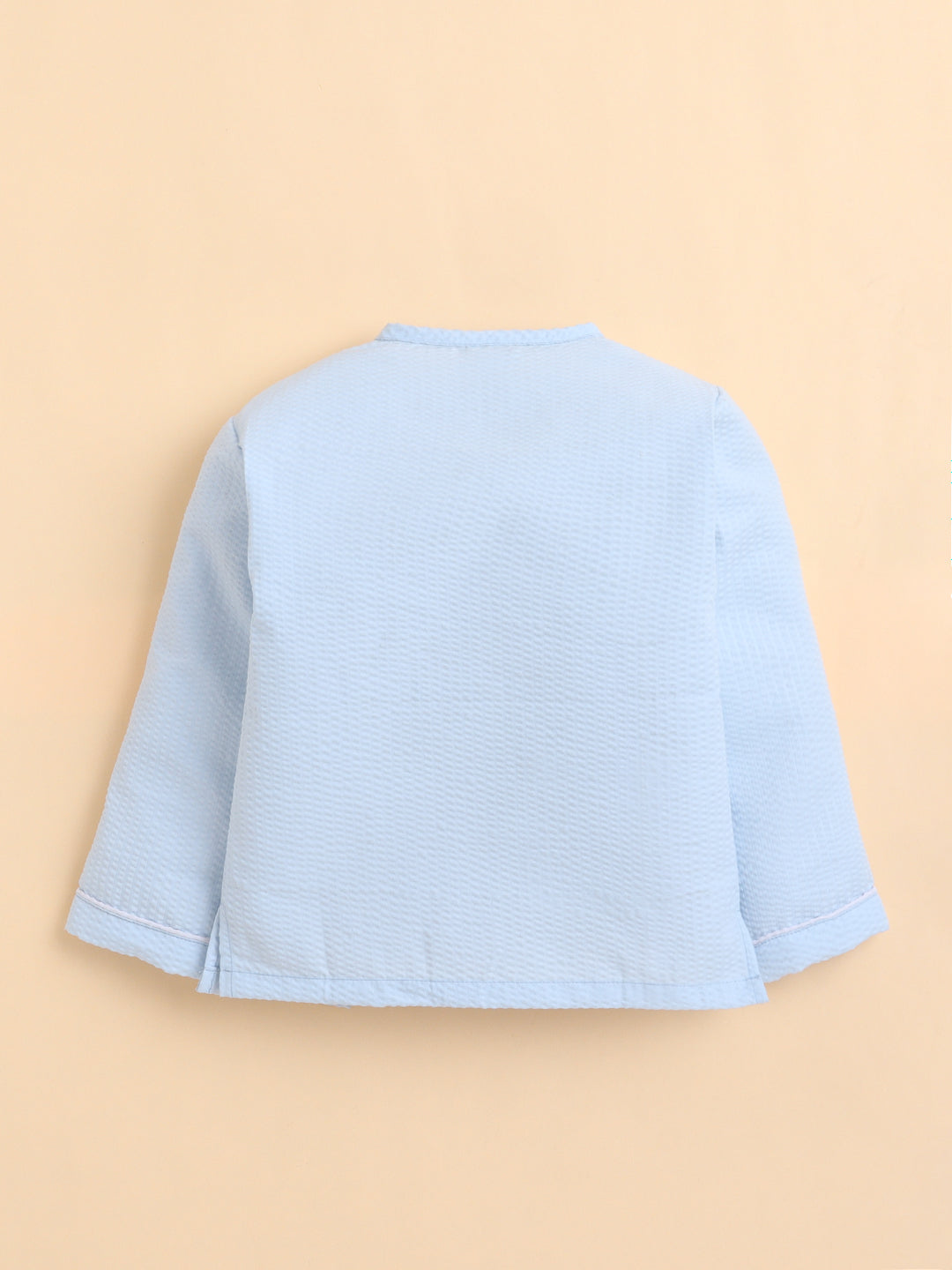 Polka Tots Full-Sleeves Bunny Patch Pocket  Jhabla and Pant Set- Blue