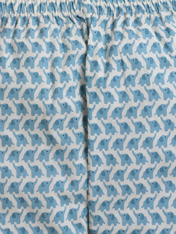 Polka Tots Full sleeve Elephant Print Night suit - Blue