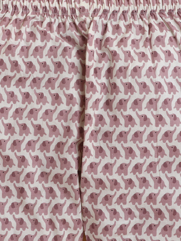 Polka Tots Full sleeve Elephant Print Night suit - Pink