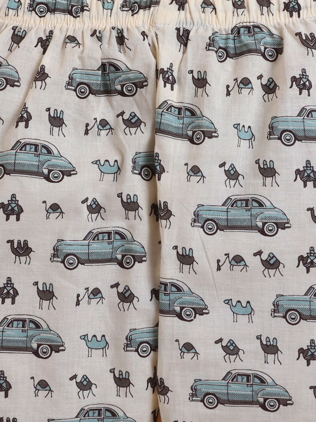 Polka Tots Full sleeve Elephant and Car Print Night suit - Grey