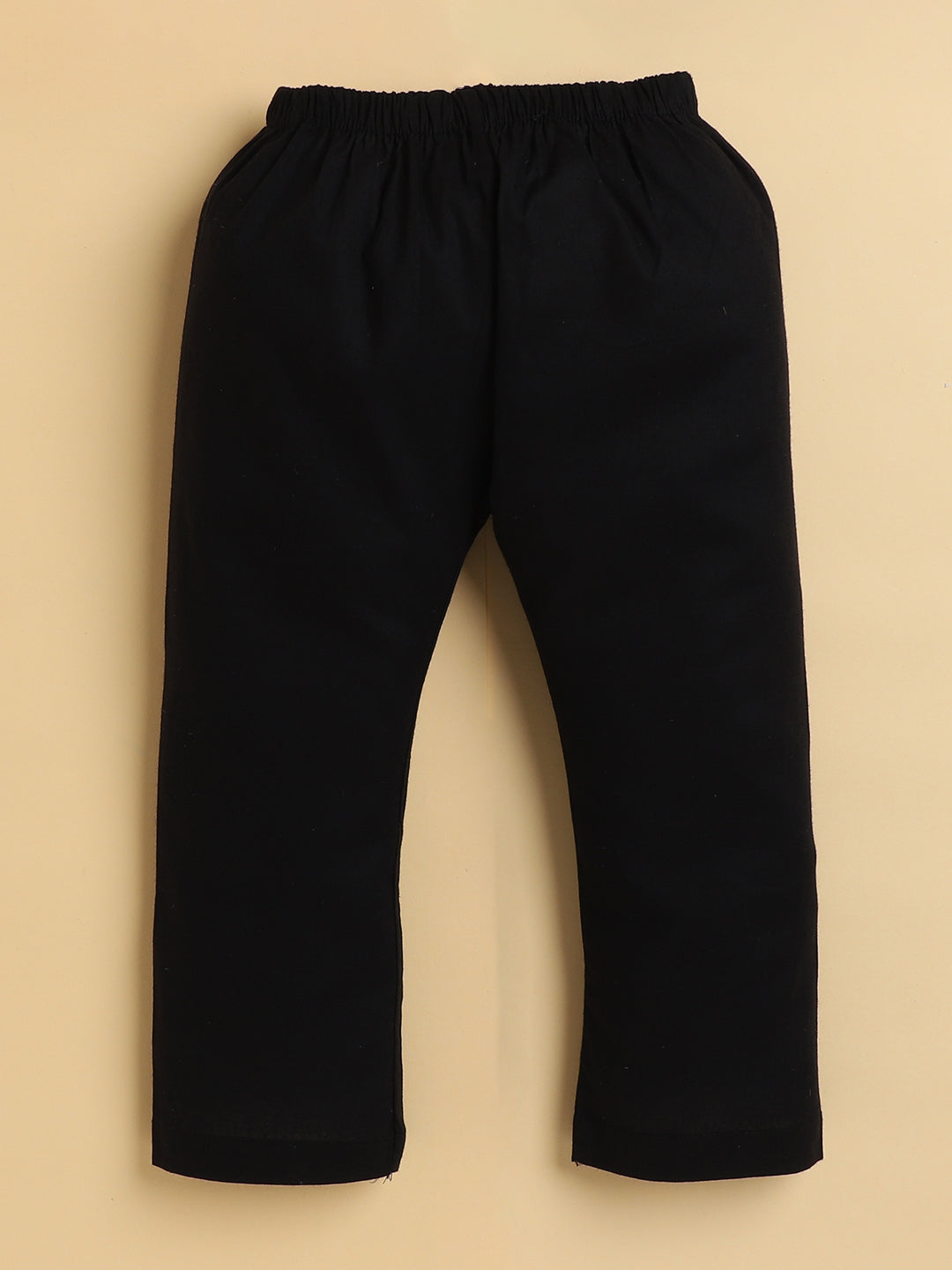 Polka Tots Cotton Full Sleeve Tribal Print Ethnic Kurta Pyjama Set - Black