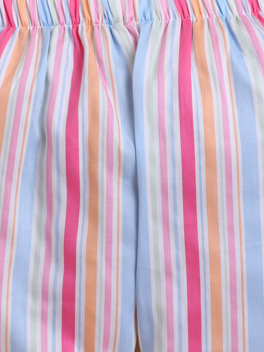 Polka Tots Half sleeves Rainbow Stripes print Night Suit - Multicolor