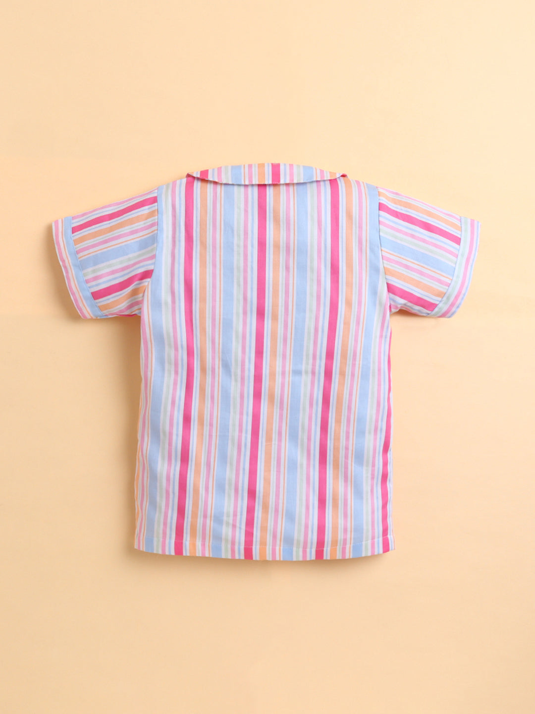 Polka Tots Half sleeves Rainbow Stripes print Night Suit - Multicolor