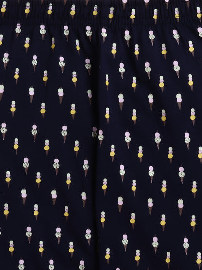 Polka Tots Full sleeve Ice cream Print Night suit - Navy