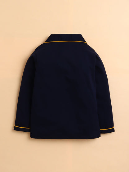 Polka Tots Full sleeve Ice cream Print Night suit - Navy