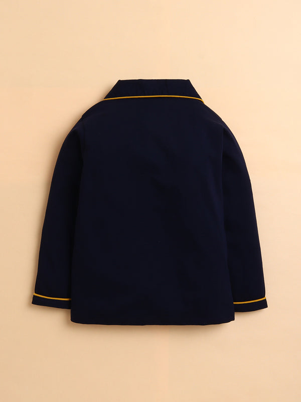 Polka Tots Full sleeve Ice cream Print Night suit - Navy