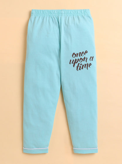 Polka Tots Full sleeve My Prince Print Night suit - Blue