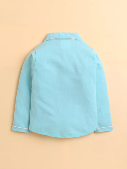 Polka Tots Full sleeve My Prince Print Night suit - Blue