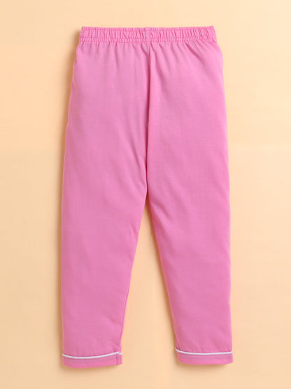 Polka Tots Full sleeve Cute Angel Print Night suit - Pink