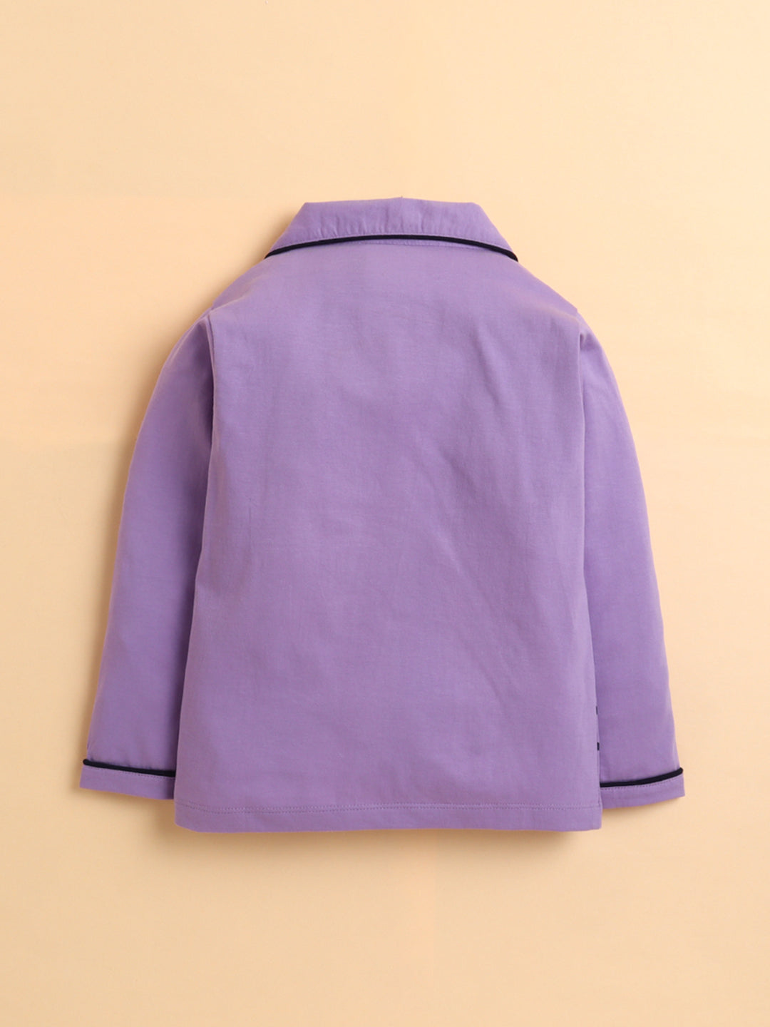 Polka Tots Full sleeve Fish print Night suit - Lavender