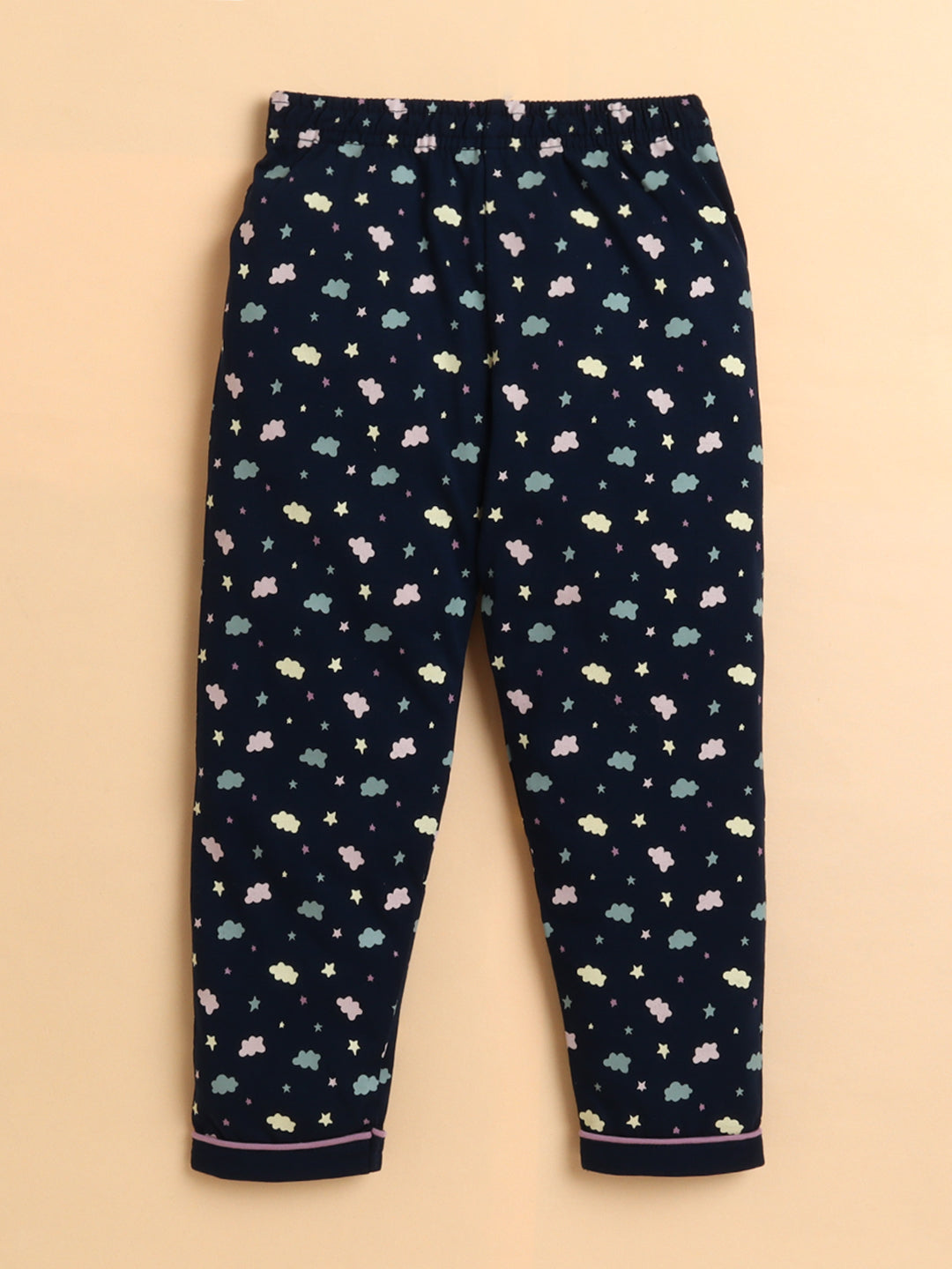 Polka Tots Full sleeve Unicorn Print Night suit - Lavender