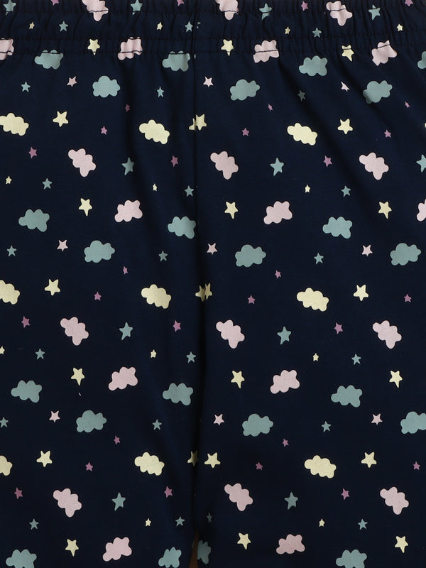 Polka Tots Full sleeve Unicorn Print Night suit - Lavender