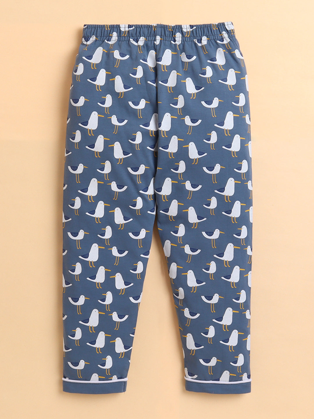 Polka Tots Full sleeve Captain Gull Print Night suit - Grey