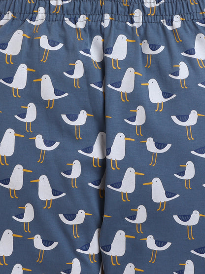 Polka Tots Full sleeve Captain Gull Print Night suit - Grey