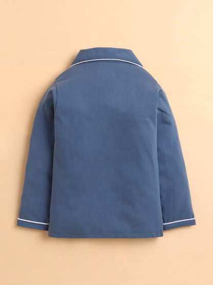 Polka Tots Full sleeve Captain Gull Print Night suit - Grey