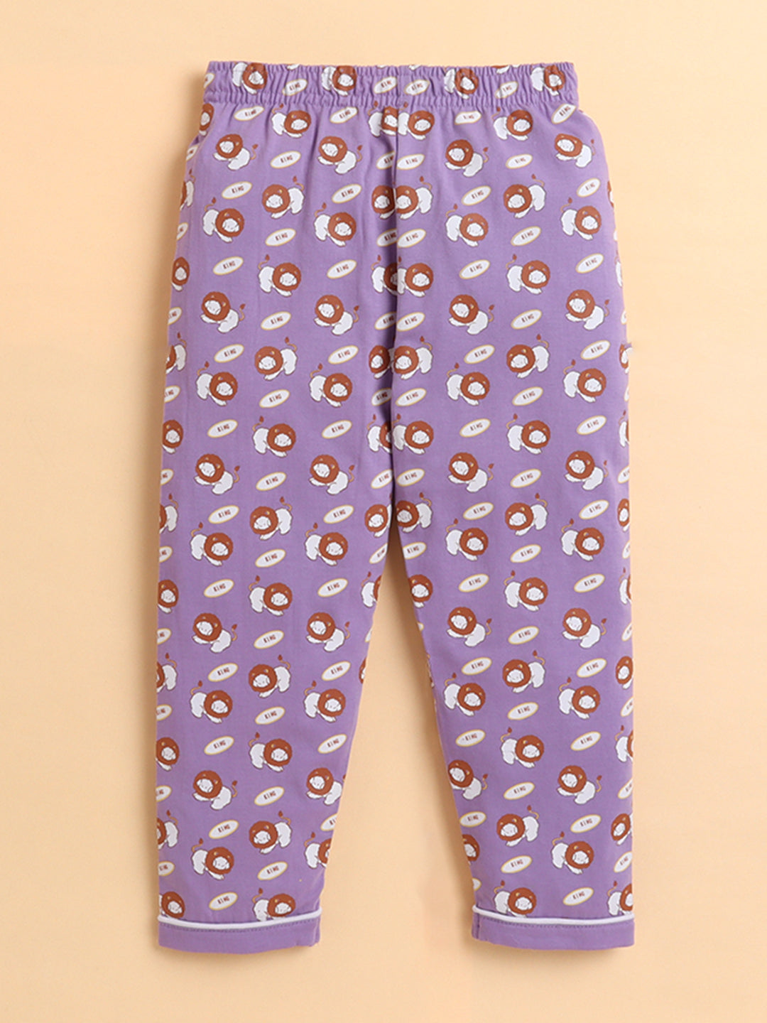 Polka Tots Full sleeve Lion King Night suit - Lavender