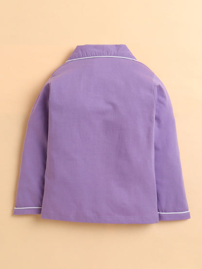 Polka Tots Full sleeve Lion King Night suit - Lavender