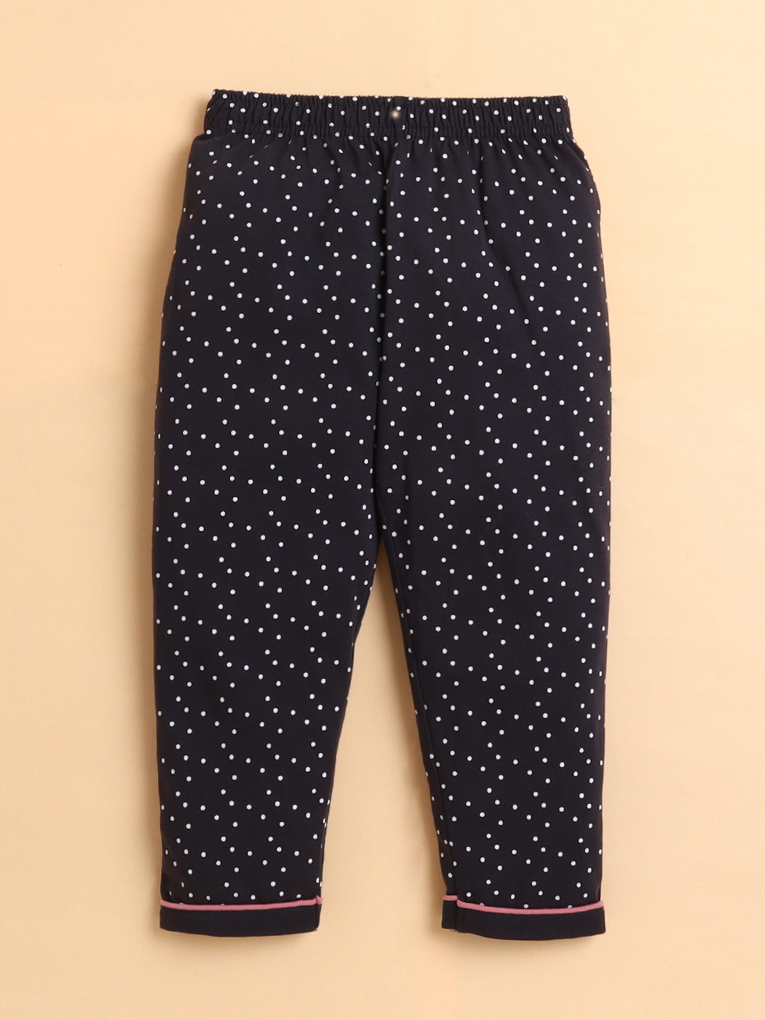 Polka Tots Full sleeve Little Swan Print Night suit - Peach